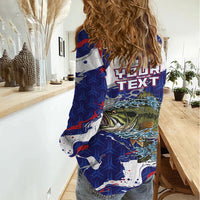 Personalized Largemouth Bass Tournament Fishing Women Casual Shirt