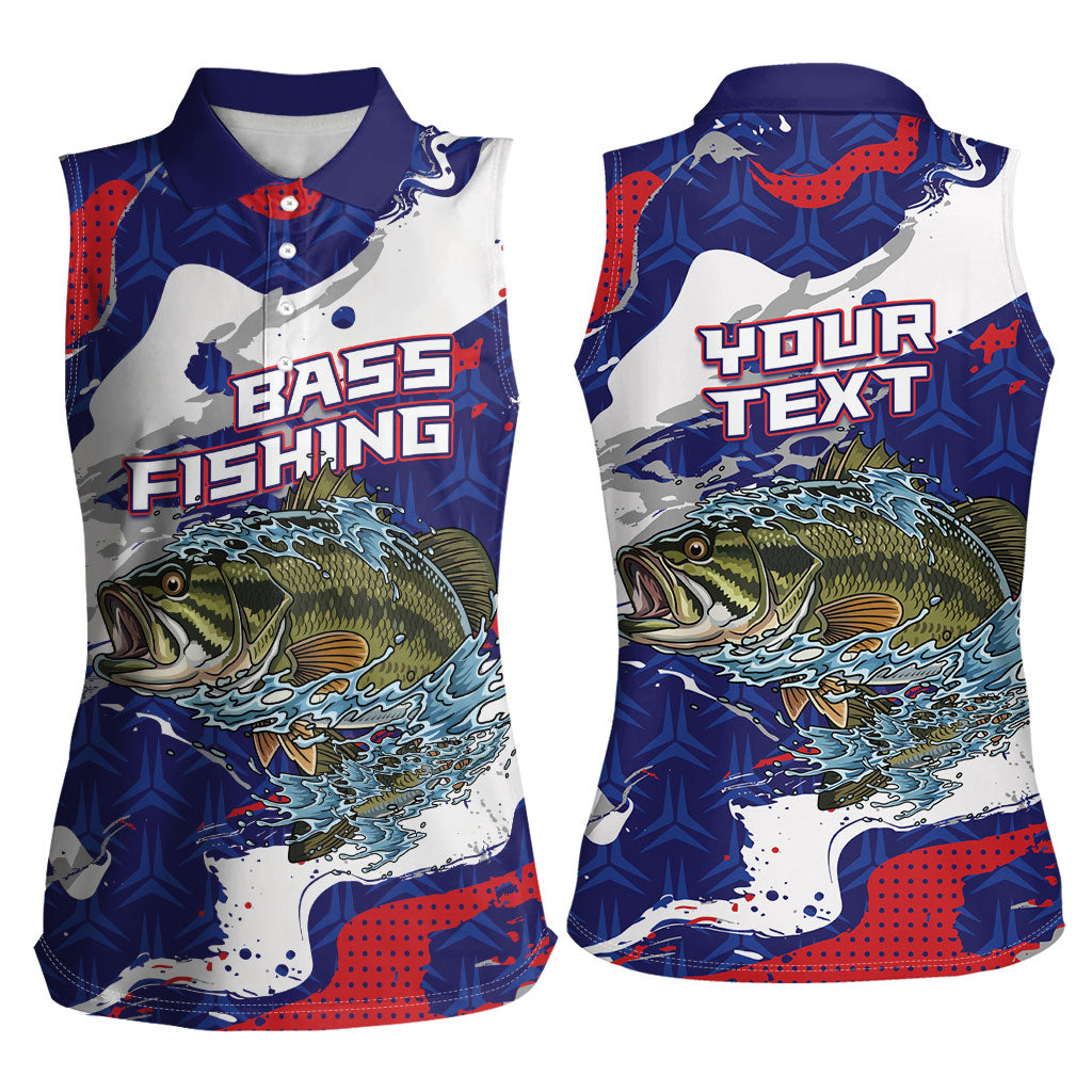 Personalized Largemouth Bass Tournament Fishing Women Sleeveless Polo Shirt