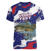 Personalized Largemouth Bass Tournament Fishing Women V-Neck T-Shirt