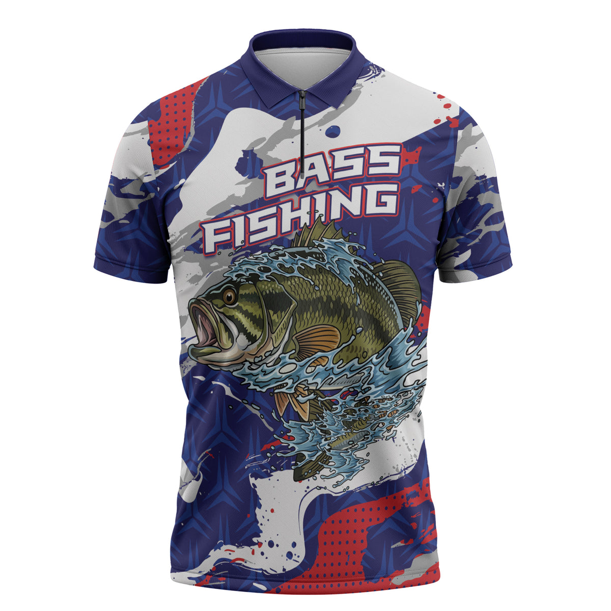 Personalized Largemouth Bass Tournament Fishing Zipper Polo Shirt