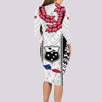 Samoa Rugby Long Sleeve Bodycon Dress Go Champions World Cup 2023 Polynesian Unique - Wonder Print Shop
