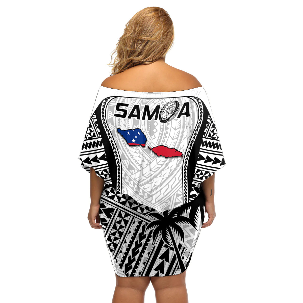 Samoa Rugby Off Shoulder Short Dress Go Champions World Cup 2023 Polynesian Unique - Wonder Print Shop