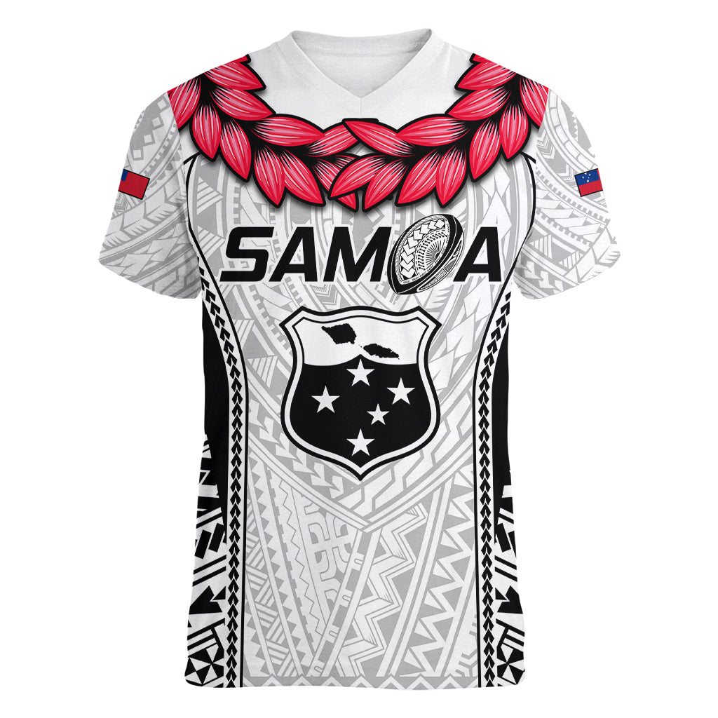 Samoa Rugby Women V Neck T Shirt Go Champions World Cup 2023 Polynesian Unique - Wonder Print Shop