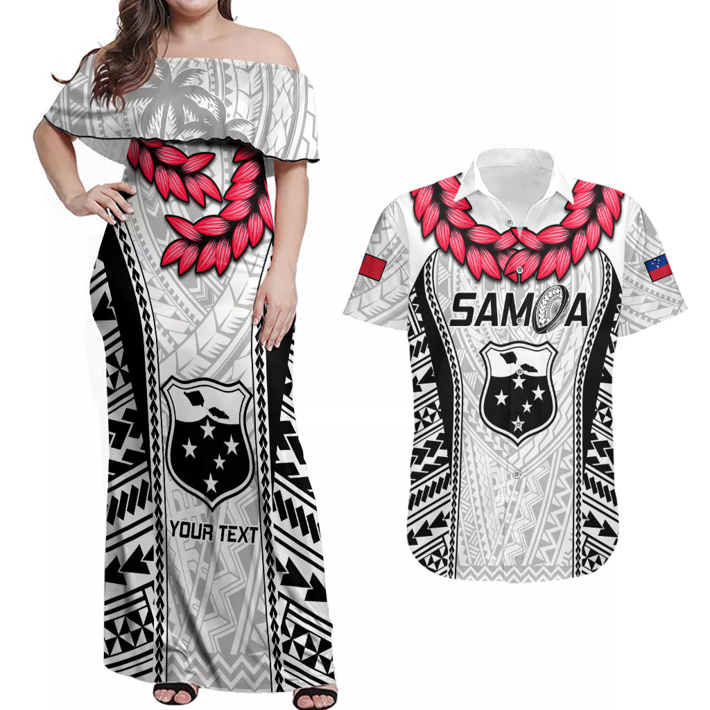 Custom Samoa Rugby Couples Matching Off Shoulder Maxi Dress and Hawaiian Shirt Go Champions World Cup 2023 Polynesian Unique LT9 - Wonder Print Shop