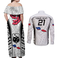 Custom Samoa Rugby Couples Matching Off Shoulder Maxi Dress and Long Sleeve Button Shirts Go Champions World Cup 2023 Polynesian Unique LT9 - Wonder Print Shop