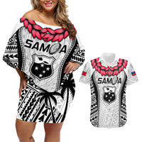Custom Samoa Rugby Couples Matching Off Shoulder Short Dress and Hawaiian Shirt Go Champions World Cup 2023 Polynesian Unique LT9 - Wonder Print Shop