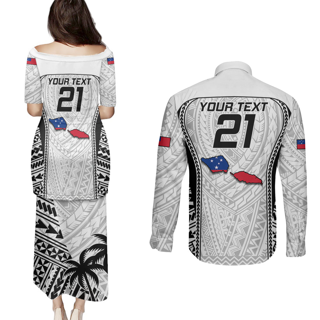 Custom Samoa Rugby Couples Matching Puletasi Dress and Long Sleeve Button Shirts Go Champions World Cup 2023 Polynesian Unique LT9 - Wonder Print Shop