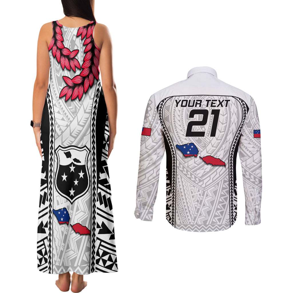 Custom Samoa Rugby Couples Matching Tank Maxi Dress and Long Sleeve Button Shirts Go Champions World Cup 2023 Polynesian Unique LT9 - Wonder Print Shop