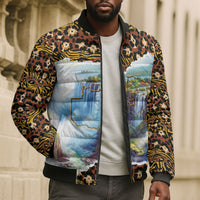 Zambian Heritage Independence 1964 Bomber Puffer Jacket Traditional African Seamless Pattern