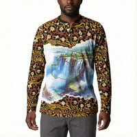 Zambian Heritage Independence 1964 Button Sweatshirt Traditional African Seamless Pattern
