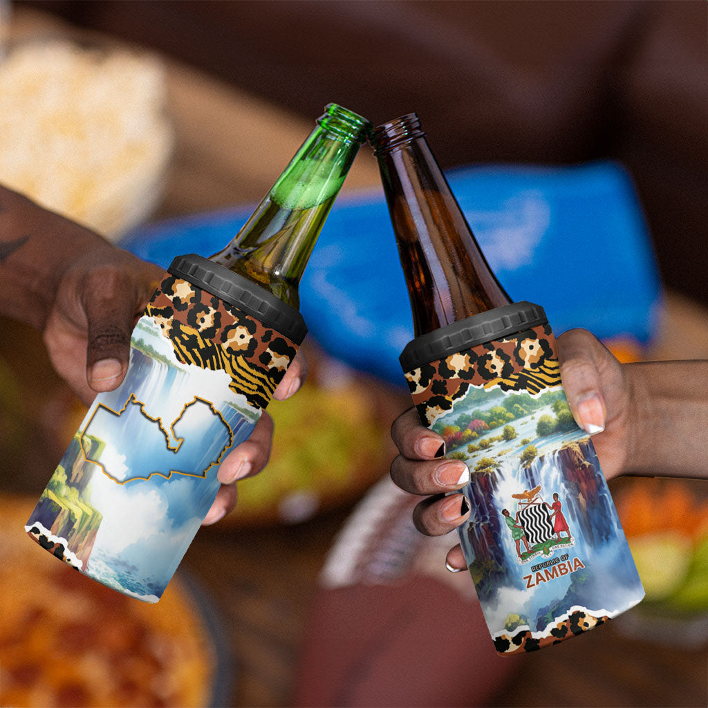 Zambian Heritage Independence 1964 4 in 1 Can Cooler Tumbler Traditional African Seamless Pattern