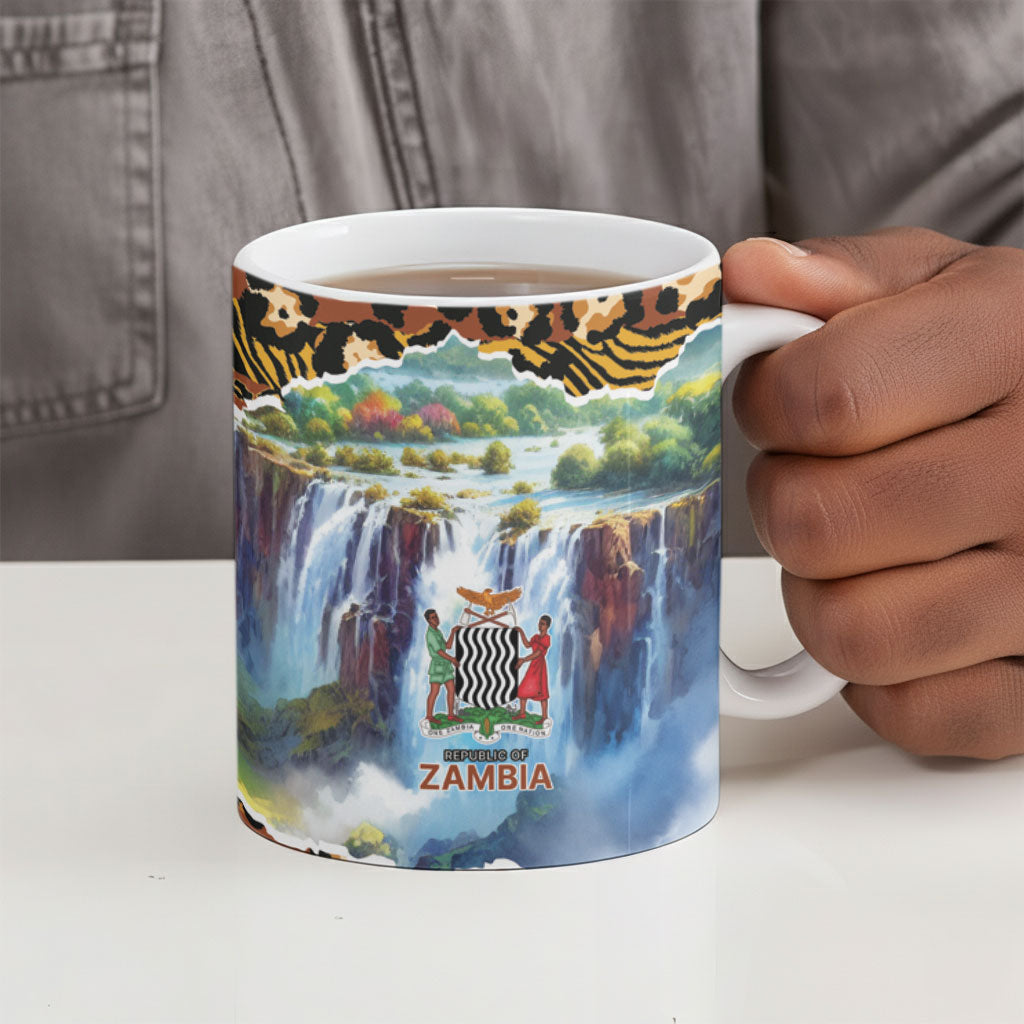 Zambian Heritage Independence 1964 Ceramic Mug Traditional African Seamless Pattern