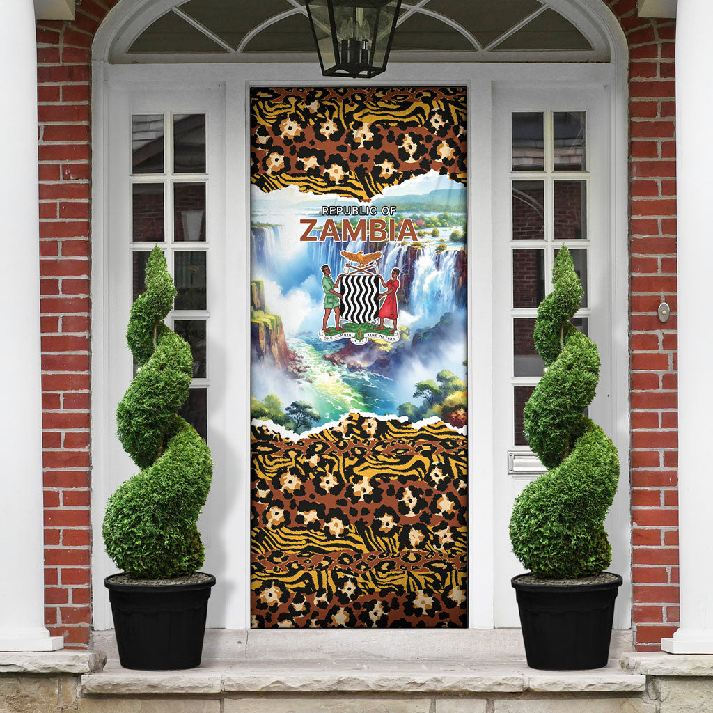 Zambian Heritage Independence 1964 Door Cover Traditional African Seamless Pattern