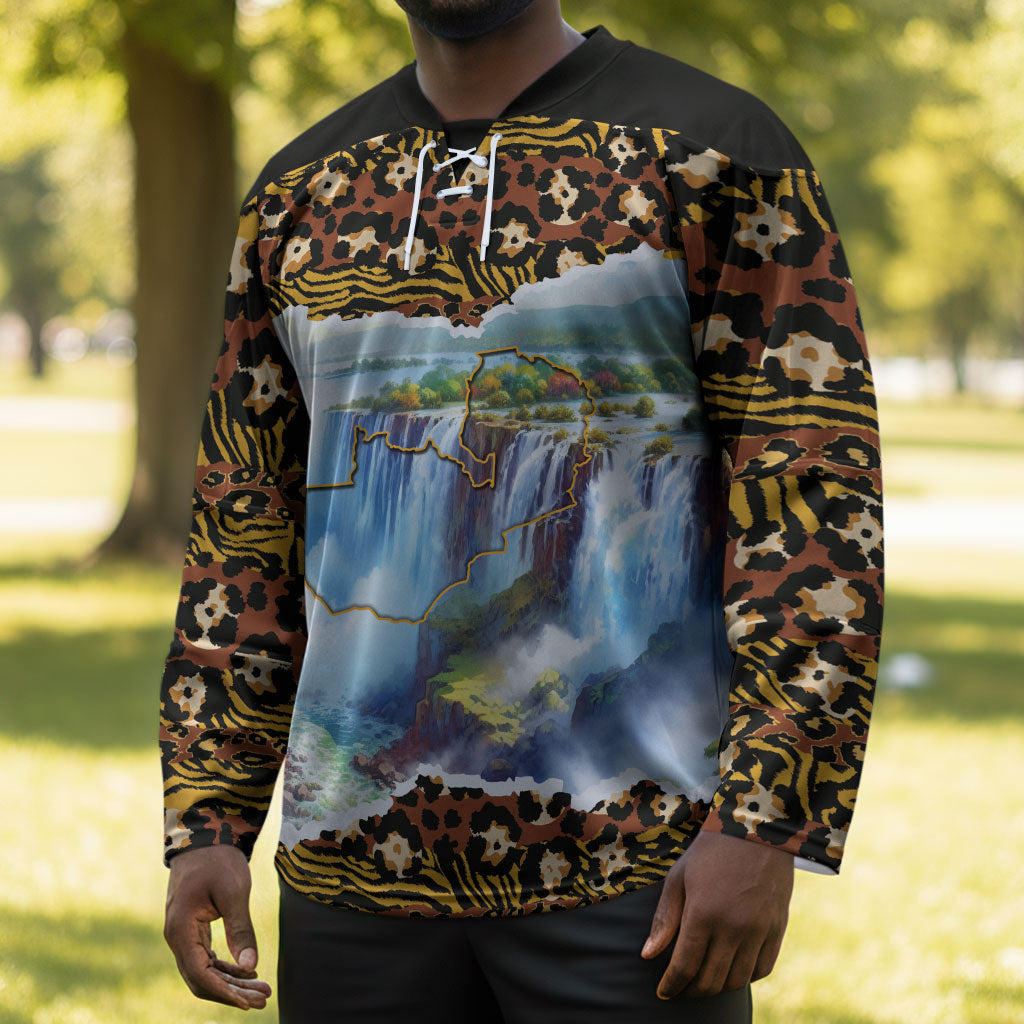 Zambian Heritage Independence 1964 Hockey Jersey Traditional African Seamless Pattern