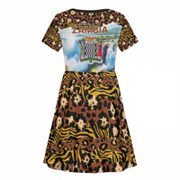 Zambian Heritage Independence 1964 Kid Short Sleeve Dress Traditional African Seamless Pattern