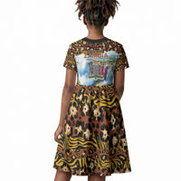 Zambian Heritage Independence 1964 Kid Short Sleeve Dress Traditional African Seamless Pattern