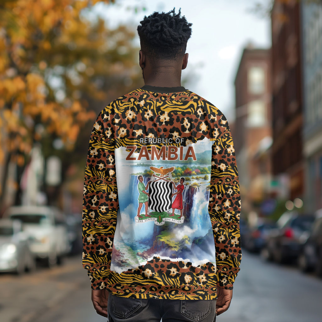 Zambian Heritage Independence 1964 Long Sleeve Shirt Traditional African Seamless Pattern