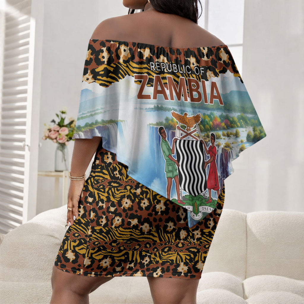 Zambian Heritage Independence 1964 Off Shoulder Short Dress Traditional African Seamless Pattern