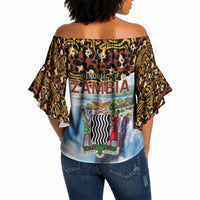 Zambian Heritage Independence 1964 Off Shoulder Wrap Waist Top Traditional African Seamless Pattern