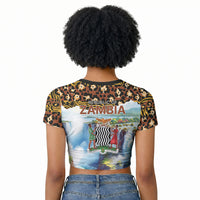 Zambian Heritage Independence 1964 Raglan Cropped T shirt Traditional African Seamless Pattern