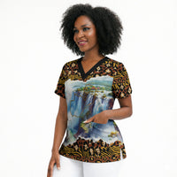 Zambian Heritage Independence 1964 Scrub Top Traditional African Seamless Pattern