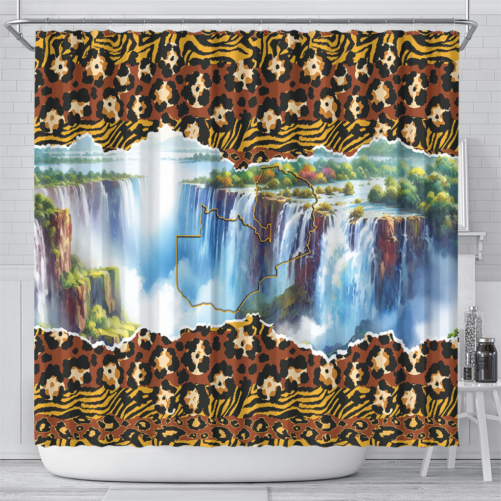 Zambian Heritage Independence 1964 Shower Curtain Traditional African Seamless Pattern