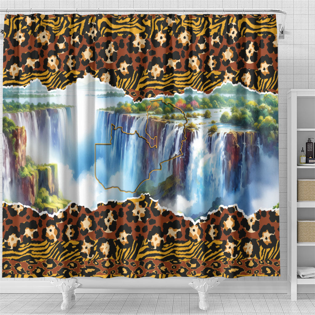 Zambian Heritage Independence 1964 Shower Curtain Traditional African Seamless Pattern