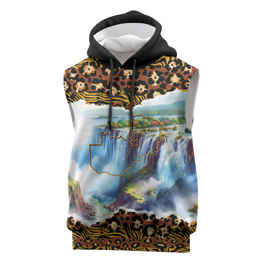Zambian Heritage Independence 1964 Sleeveless Hoodie Traditional African Seamless Pattern