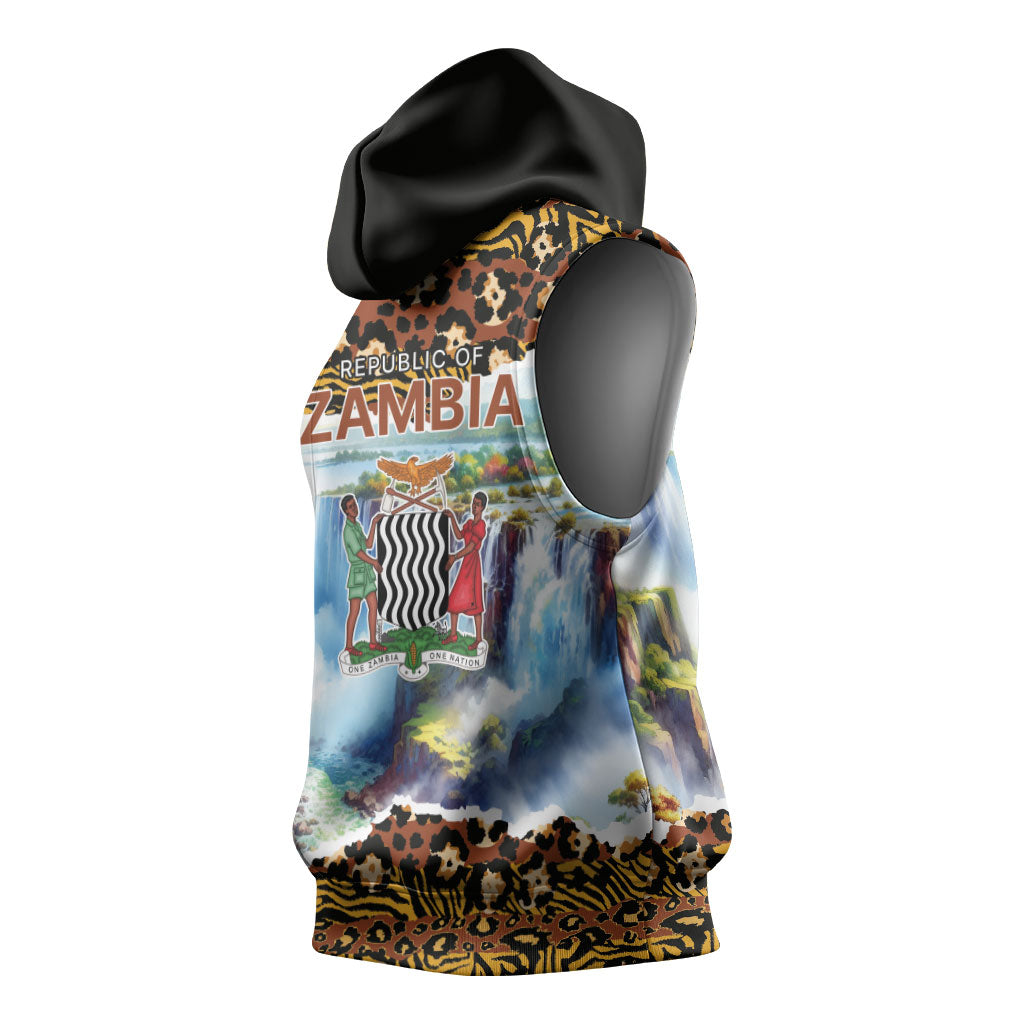 Zambian Heritage Independence 1964 Sleeveless Hoodie Traditional African Seamless Pattern