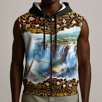 Zambian Heritage Independence 1964 Sleeveless Zip Hoodie Traditional African Seamless Pattern