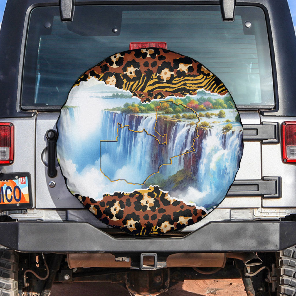 Zambian Heritage Independence 1964 Spare Tire Cover Traditional African Seamless Pattern