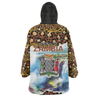 Zambian Heritage Independence 1964 Wearable Blanket Hoodie Traditional African Seamless Pattern