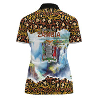 Zambian Heritage Independence 1964 Women Polo Shirt Traditional African Seamless Pattern