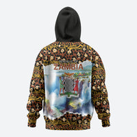Zambian Heritage Independence 1964 Zip Hoodie Traditional African Seamless Pattern