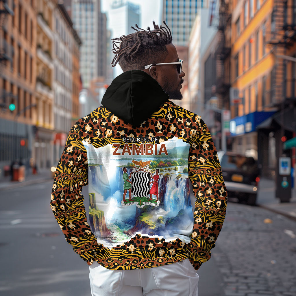 Zambian Heritage Independence 1964 Zip Hoodie Traditional African Seamless Pattern