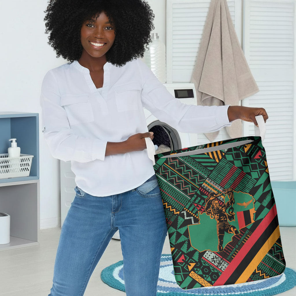 Zambia Victoria Falls Laundry Basket Indigenous Wild Animal Skins Tribal Patchwork