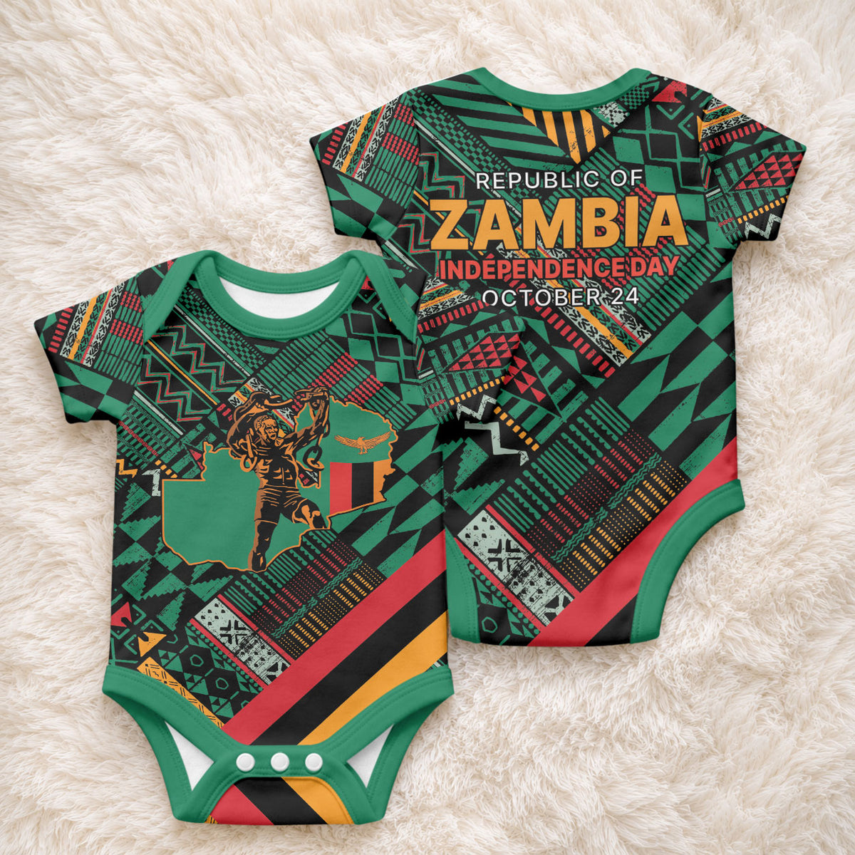 Zambia Victoria Falls Baby Onesie Indigenous Wild Animal Skins Tribal Patchwork