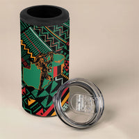 Zambia Victoria Falls 4 in 1 Can Cooler Tumbler Indigenous Wild Animal Skins Tribal Patchwork