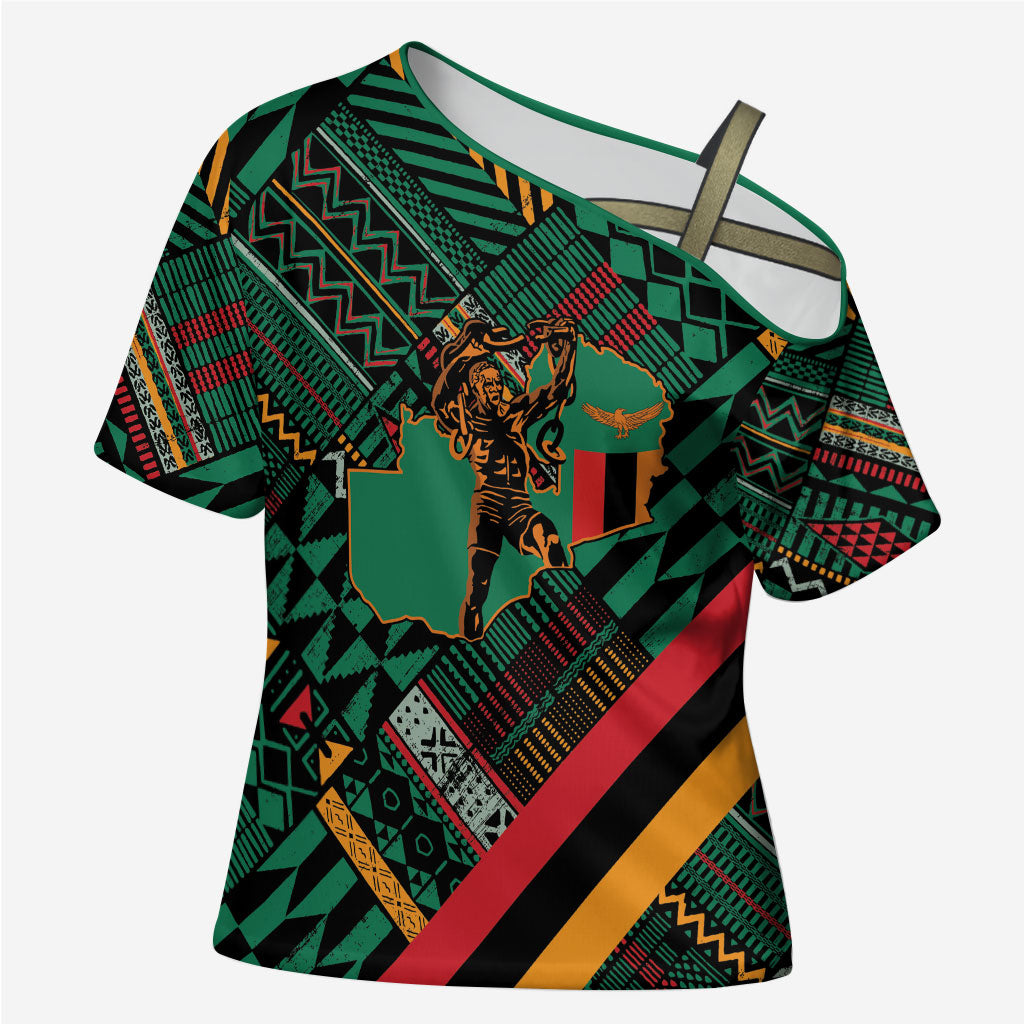 Zambia Victoria Falls Cross Shoulder Shirt Indigenous Wild Animal Skins Tribal Patchwork