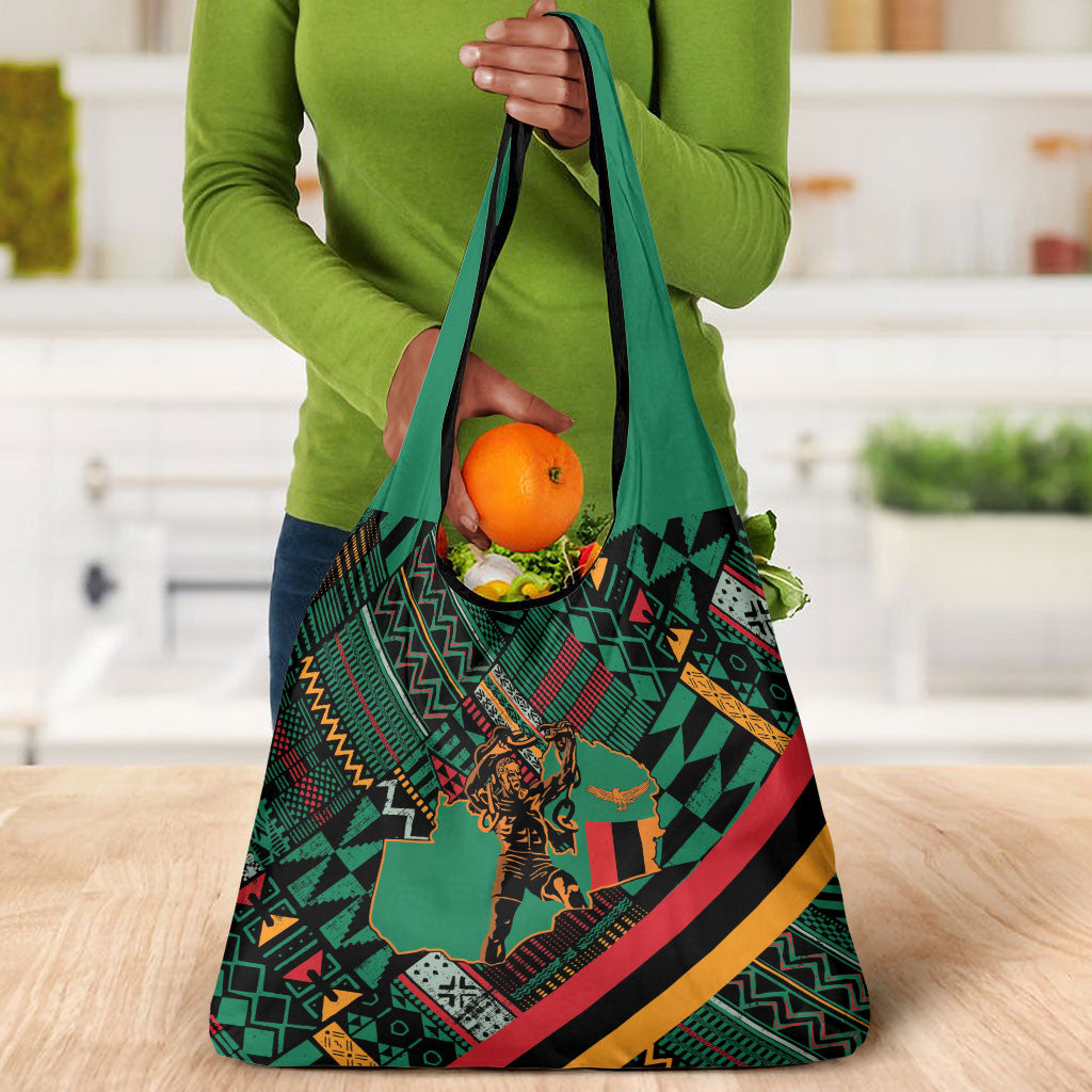 Zambia Victoria Falls Grocery Bag Indigenous Wild Animal Skins Tribal Patchwork