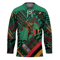 Zambia Victoria Falls Hockey Jersey Indigenous Wild Animal Skins Tribal Patchwork