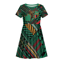 Zambia Victoria Falls Kid Short Sleeve Dress Indigenous Wild Animal Skins Tribal Patchwork