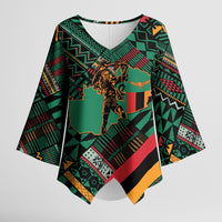 Zambia Victoria Falls Kimono Sleeve Blouse Indigenous Wild Animal Skins Tribal Patchwork