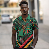 Zambia Victoria Falls Polo Shirt Indigenous Wild Animal Skins Tribal Patchwork