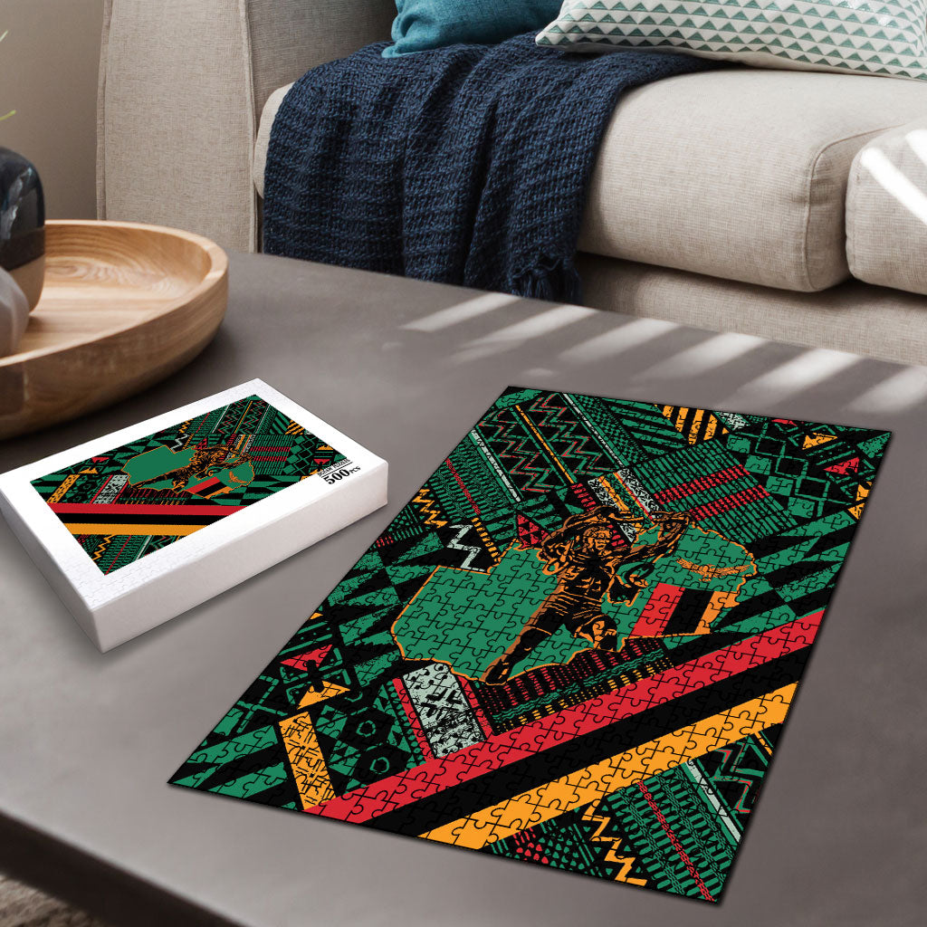 Zambia Victoria Falls Puzzle Indigenous Wild Animal Skins Tribal Patchwork