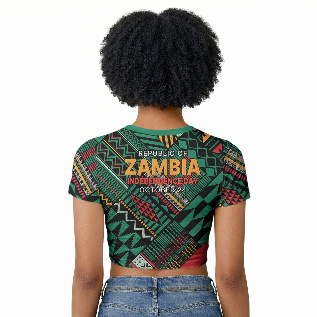 Zambia Victoria Falls Raglan Cropped T shirt Indigenous Wild Animal Skins Tribal Patchwork