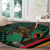 Zambia Victoria Falls Round Carpet Indigenous Wild Animal Skins Tribal Patchwork
