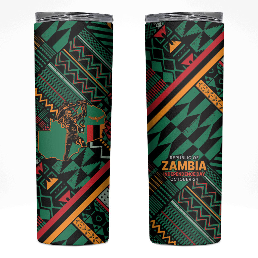 Zambia Victoria Falls Skinny Tumbler Indigenous Wild Animal Skins Tribal Patchwork