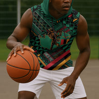 Zambia Victoria Falls Sleeveless Hoodie Indigenous Wild Animal Skins Tribal Patchwork