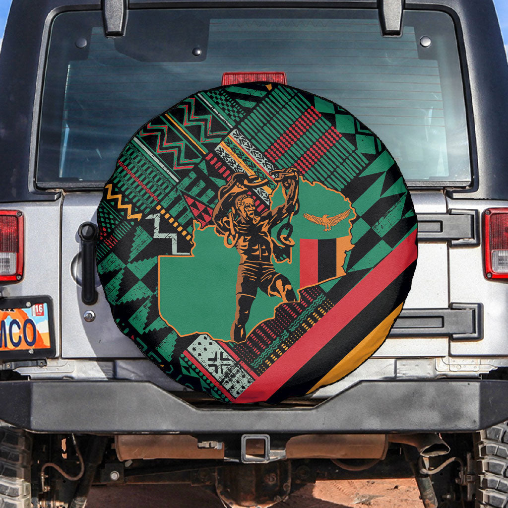 Zambia Victoria Falls Spare Tire Cover Indigenous Wild Animal Skins Tribal Patchwork